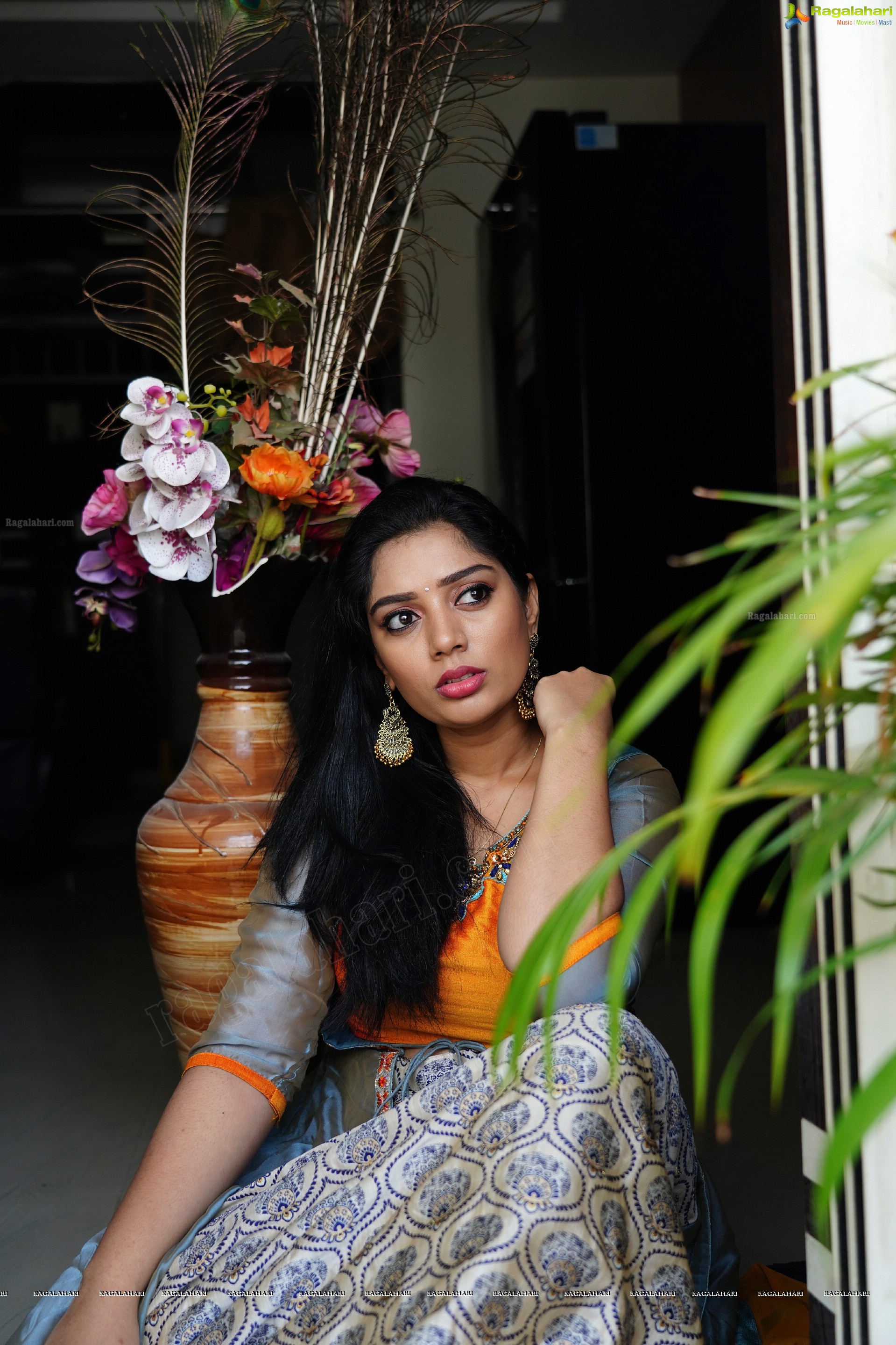 Aadhya Paruchuri in Gray and Orange Anarkali Suit, Exclusive Photoshoot