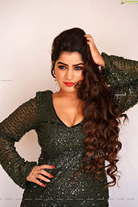 Selina Sood in Green Sequin Bodycon Dress