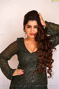 Selina Sood in Green Sequin Bodycon Dress