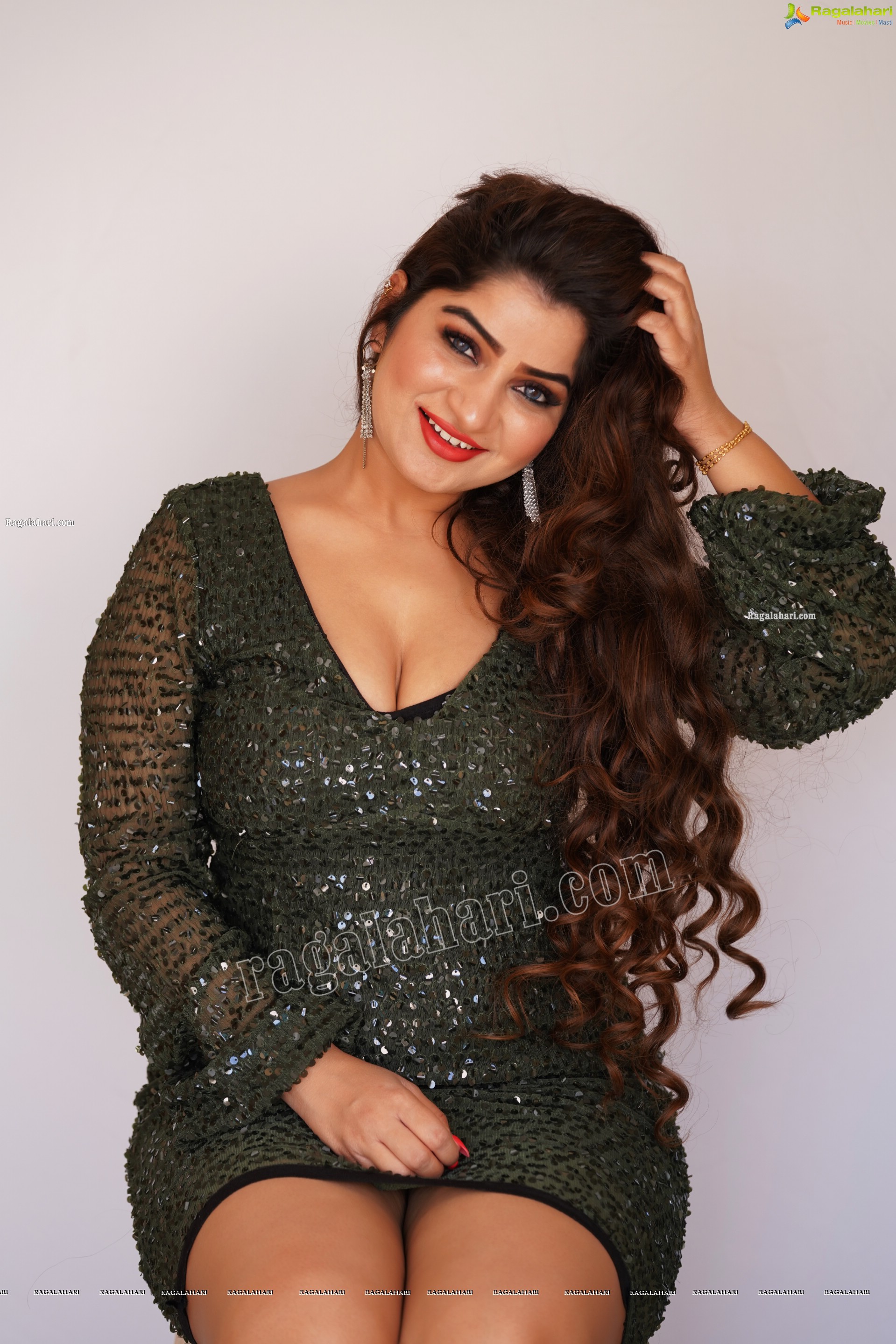 Selina Sood in Green Sequin Bodycon Dress, Exclusive Photoshoot