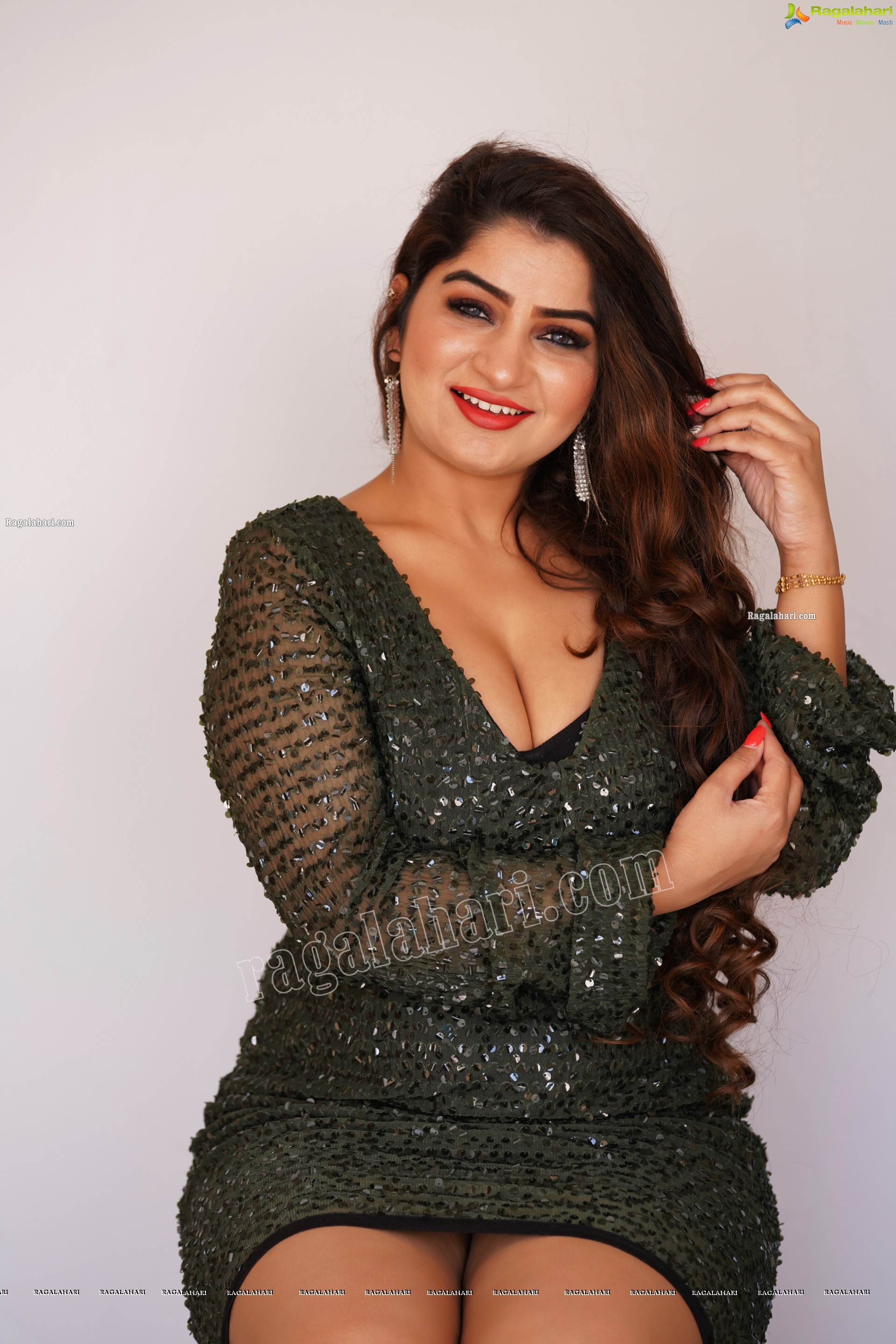 Selina Sood in Green Sequin Bodycon Dress, Exclusive Photoshoot