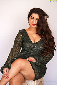 Selina Sood in Green Sequin Bodycon Dress