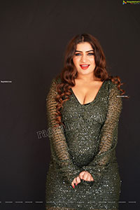 Selina Sood in Green Sequin Bodycon Dress