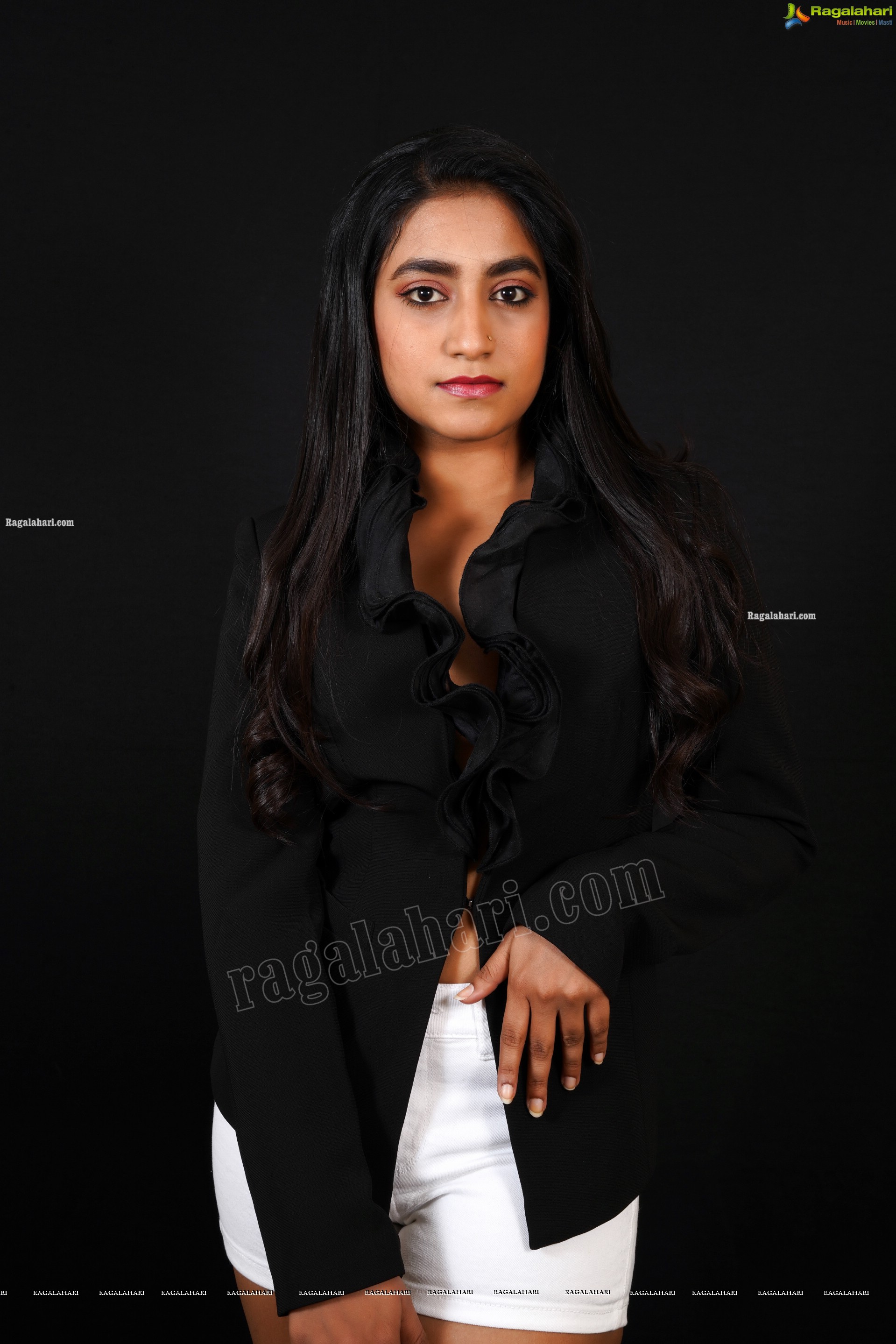 Yuktha in Black Shirt and White Shorts, Exclusive Photoshoot