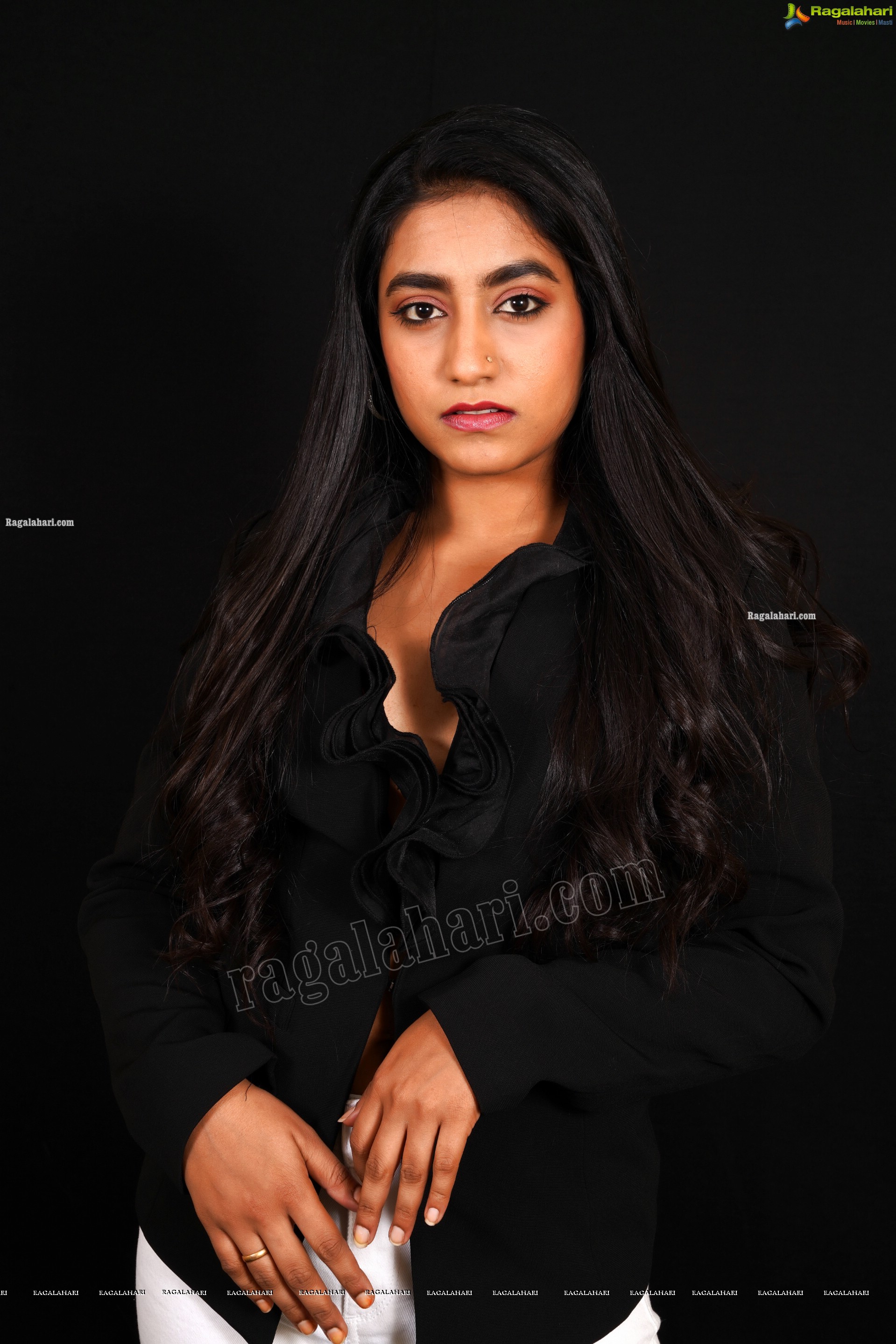 Yuktha in Black Shirt and White Shorts, Exclusive Photoshoot