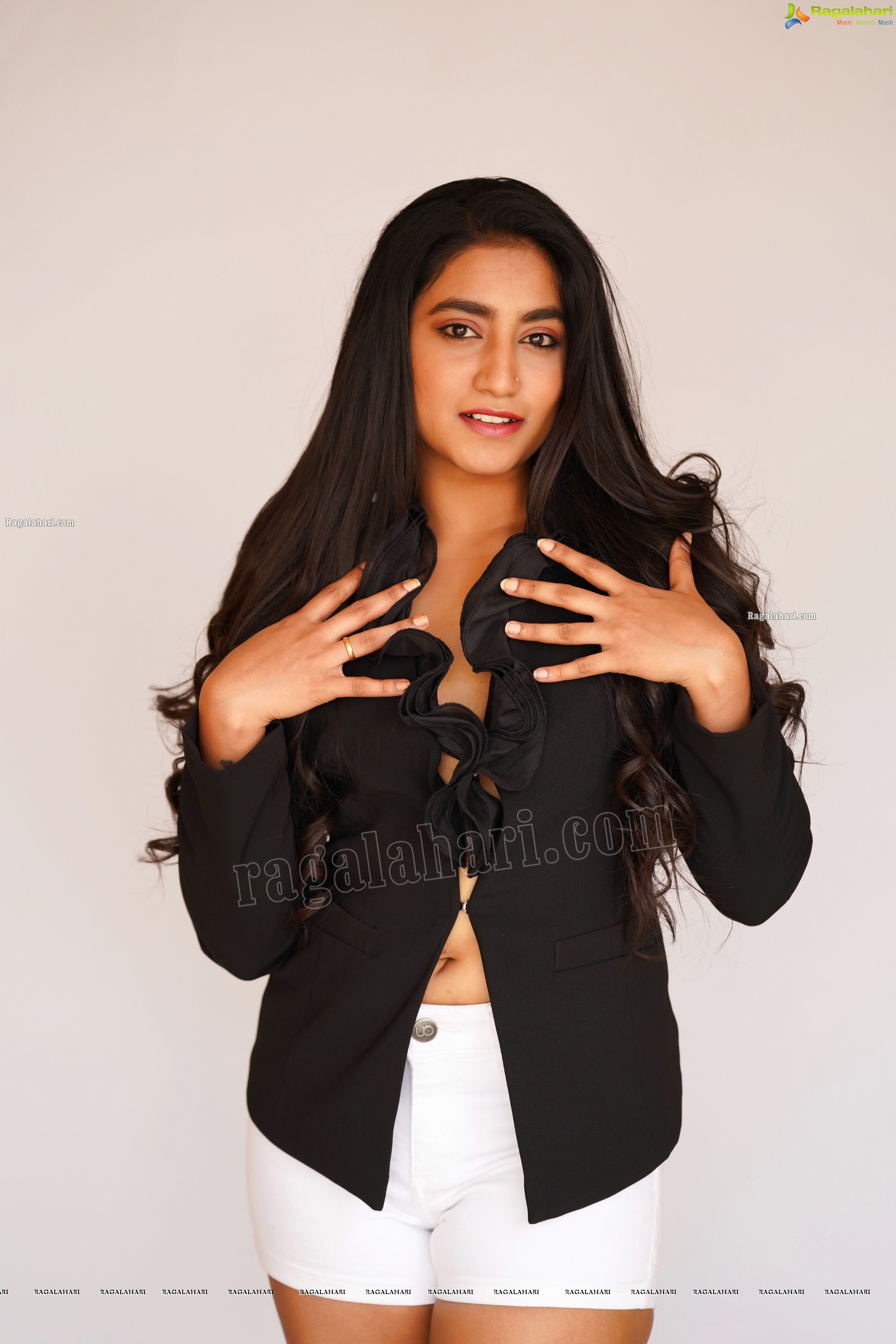 Yuktha in Black Shirt and White Shorts, Exclusive Photoshoot