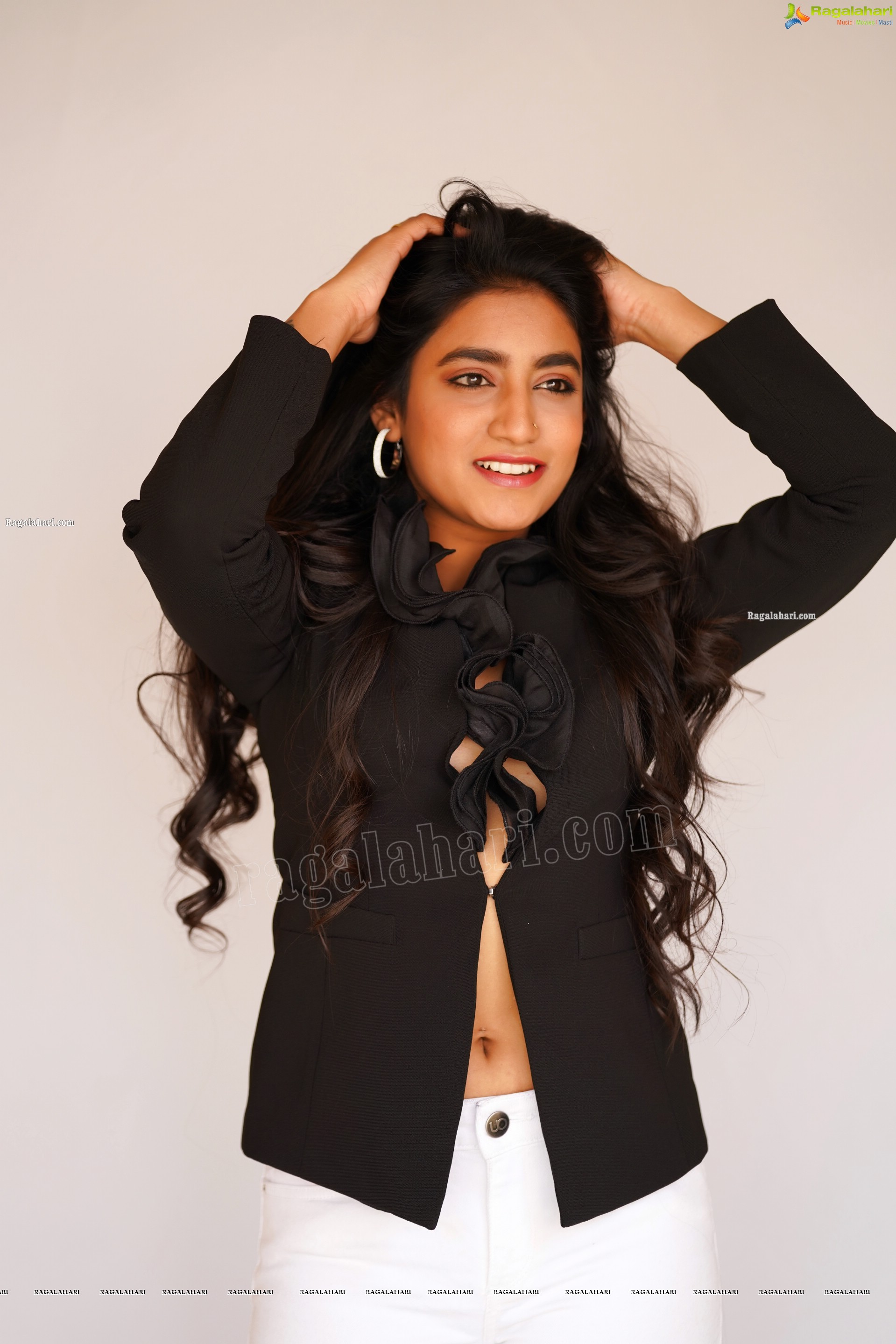 Yuktha in Black Shirt and White Shorts, Exclusive Photoshoot