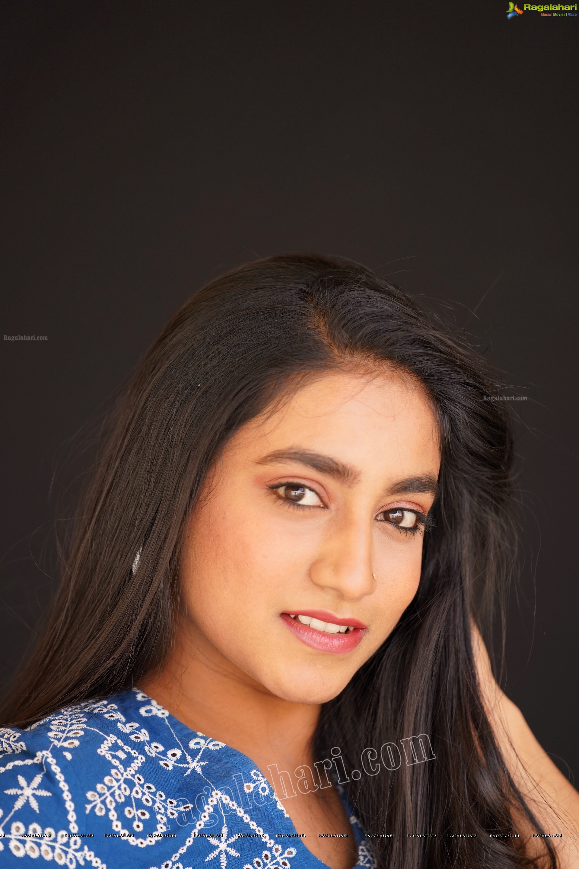 Yuktha in Blue Printed Top and Jeans, Exclusive Photoshoot