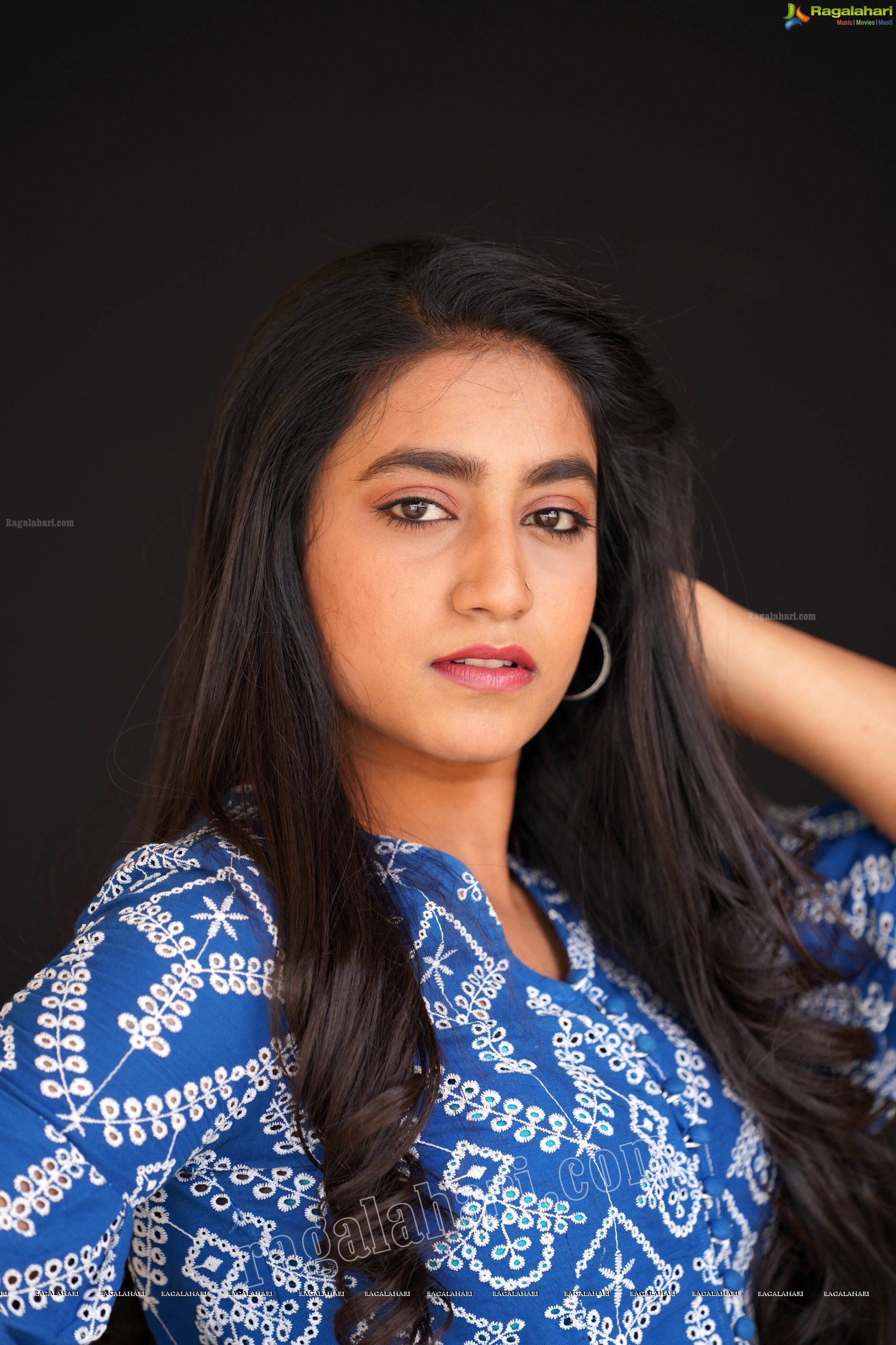 Yuktha in Blue Printed Top and Jeans, Exclusive Photoshoot