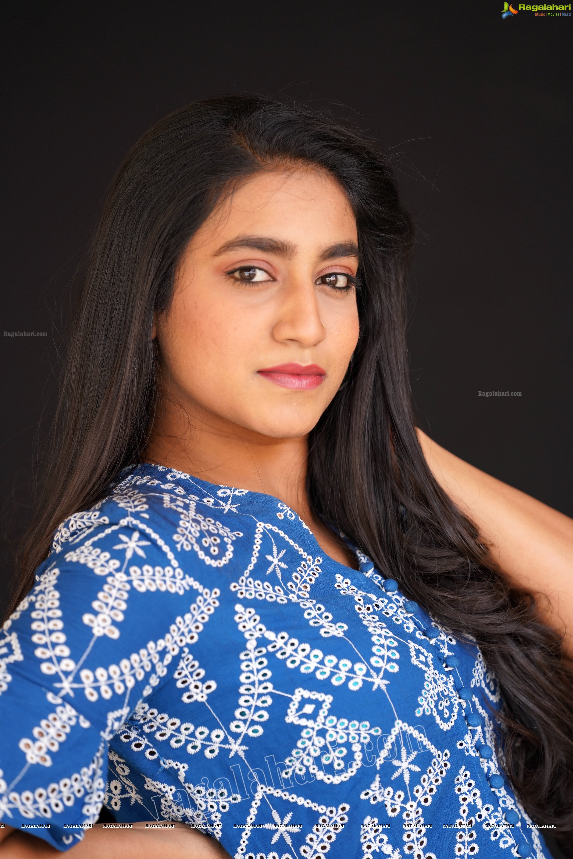 Yuktha in Blue Printed Top and Jeans, Exclusive Photoshoot