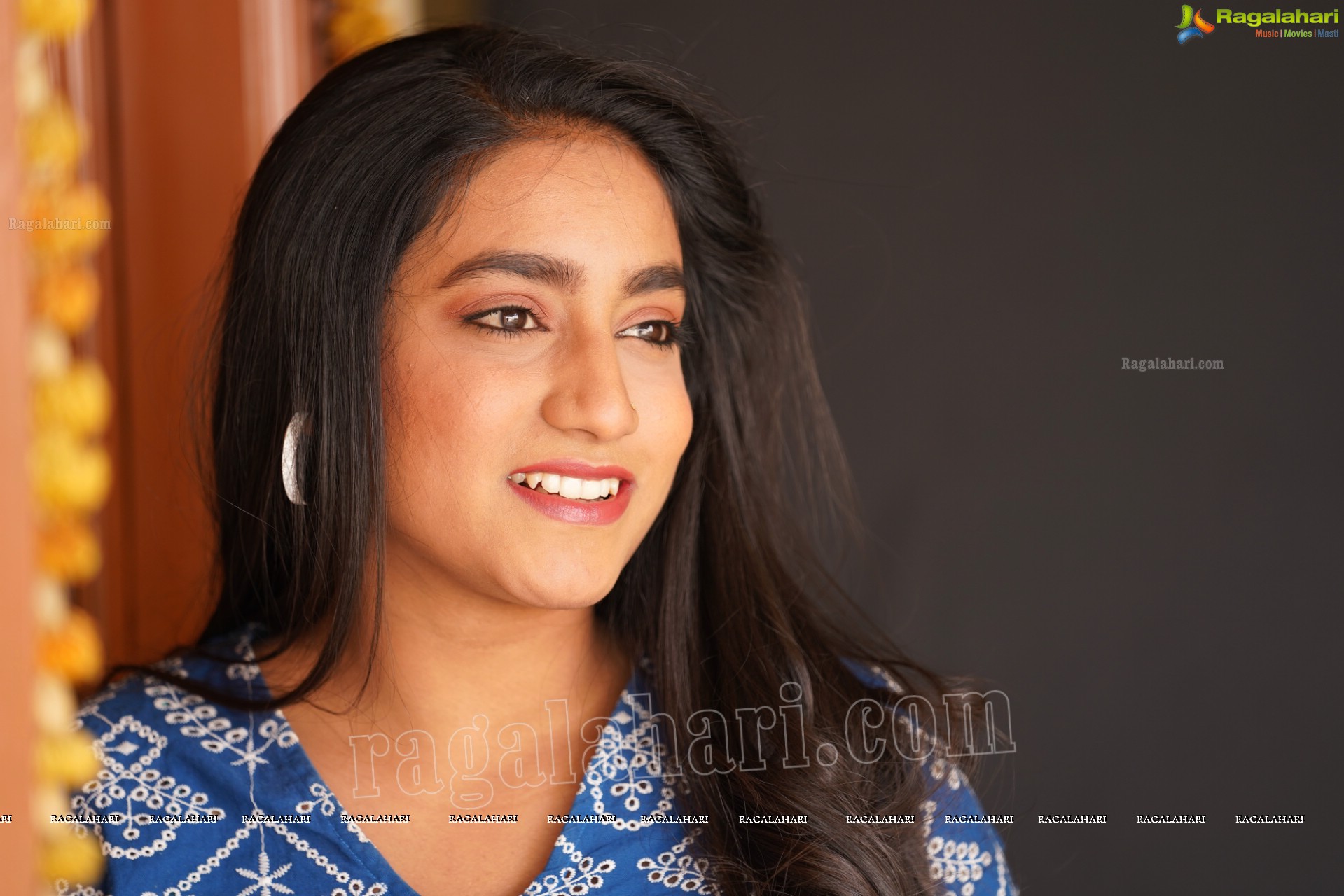 Yuktha in Blue Printed Top and Jeans, Exclusive Photoshoot