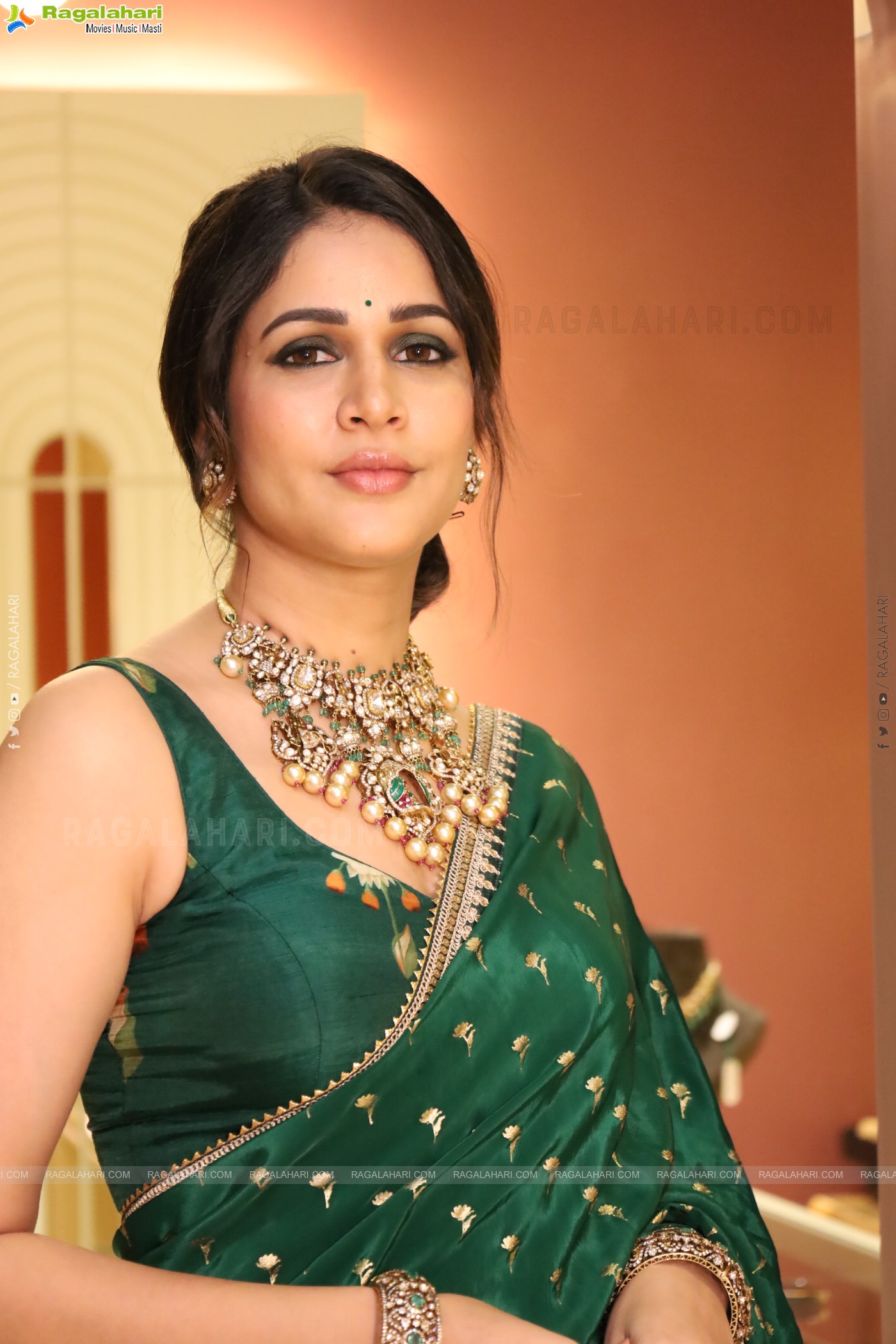 Lavanya Tripathi New Stills in Green Saree, HD Gallery