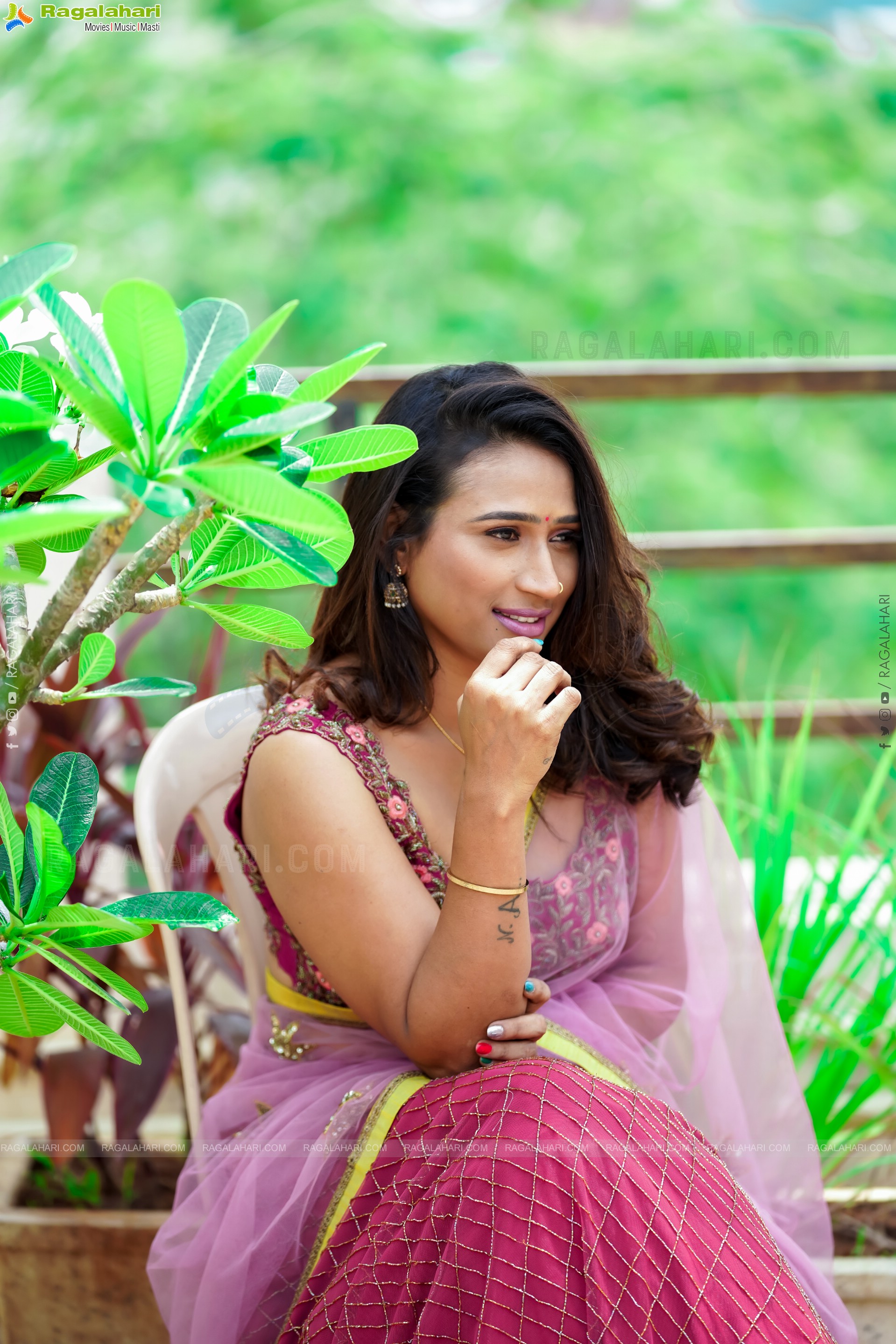 Shaheen Shaik in maroon lehenga Choli, Exclusive Photoshoot