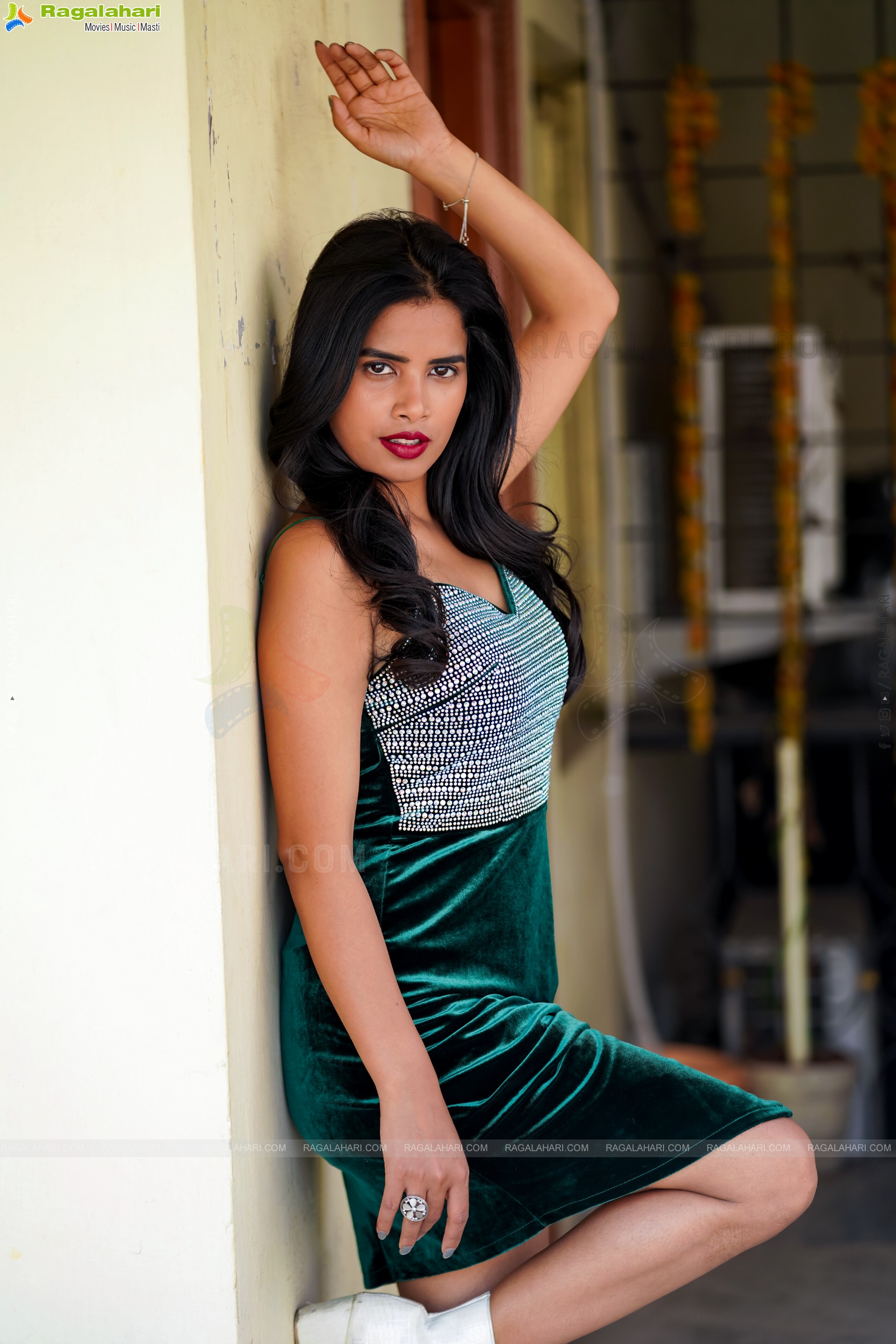 Shree Pooja Vishwakarma Green Mini Dress, Exclusive photo Shoot