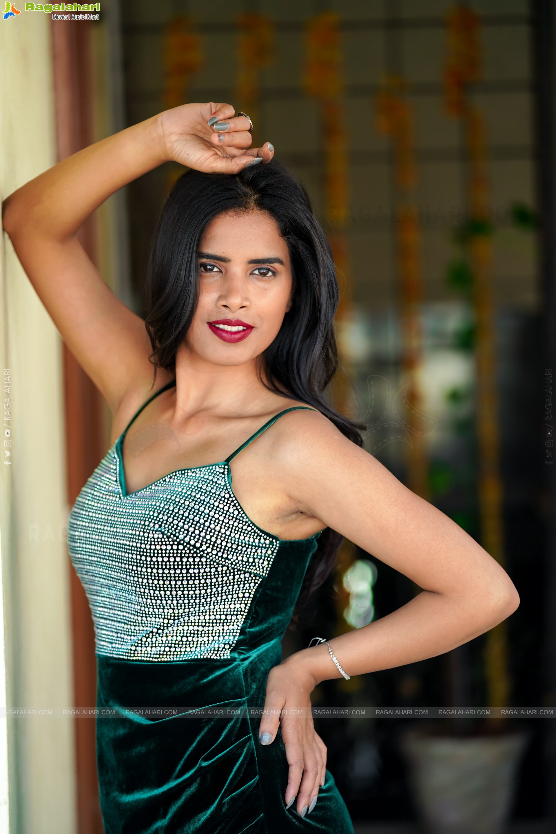 Shree Pooja Vishwakarma Green Mini Dress, Exclusive photo Shoot