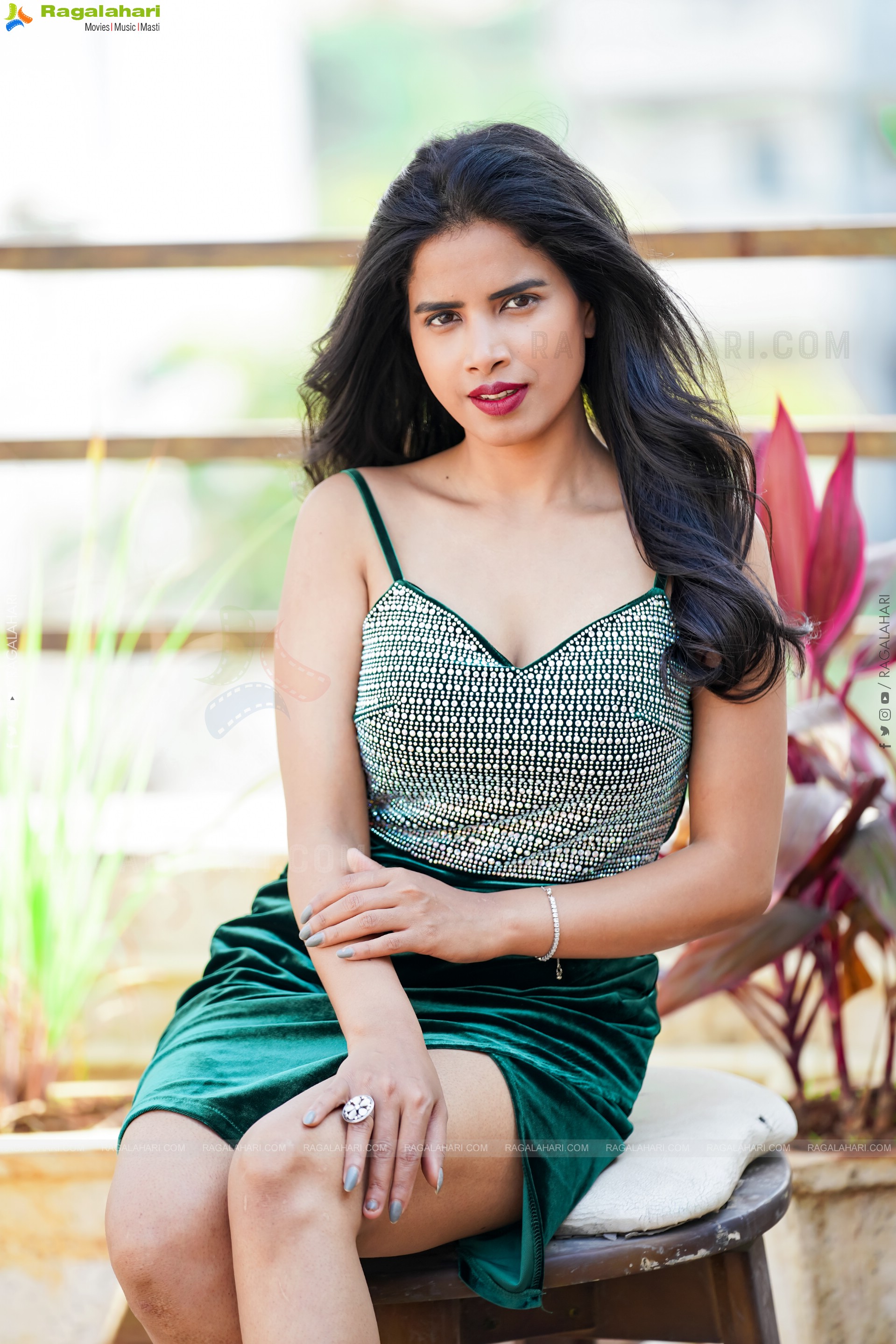 Shree Pooja Vishwakarma Green Mini Dress, Exclusive photo Shoot