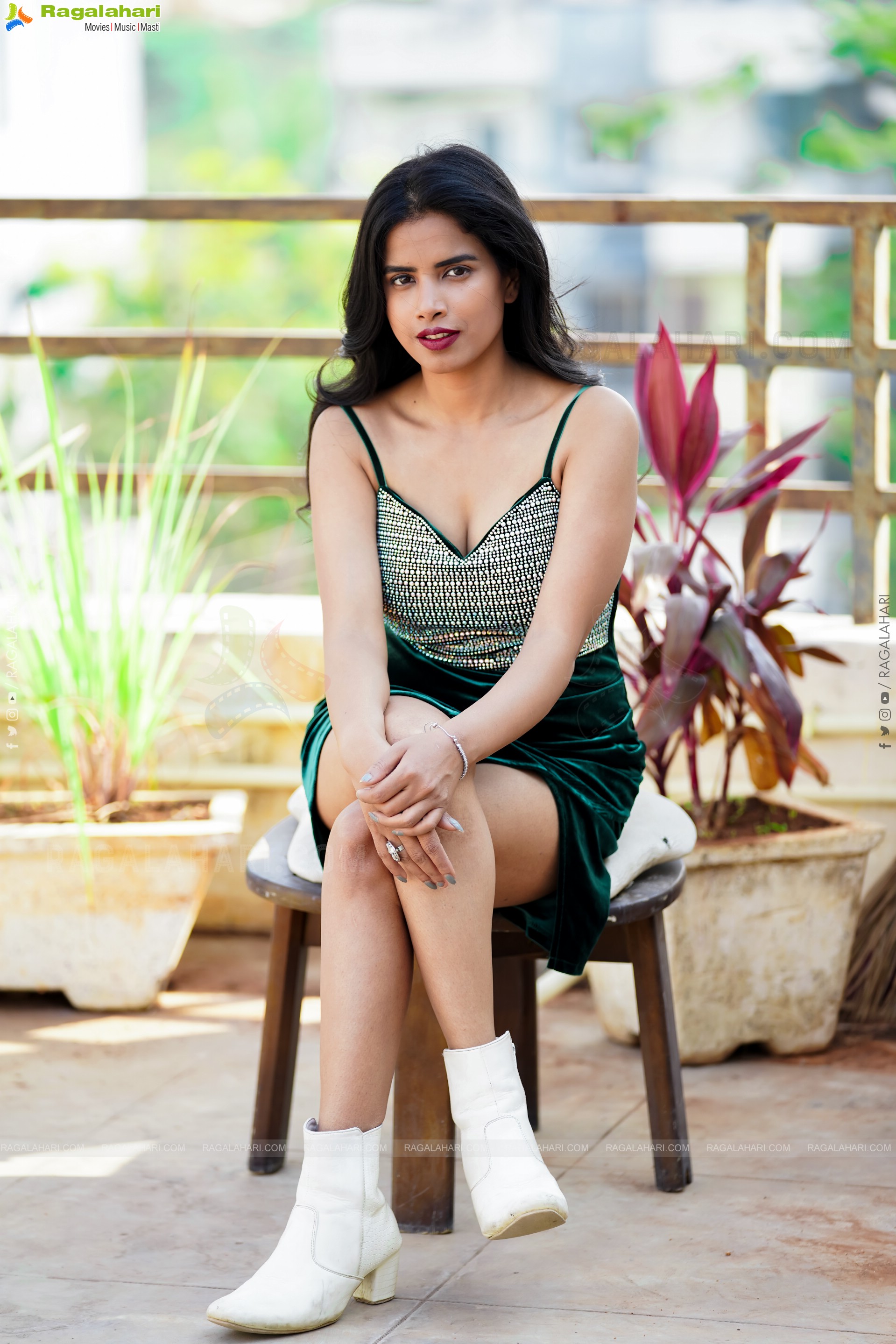 Shree Pooja Vishwakarma Green Mini Dress, Exclusive photo Shoot