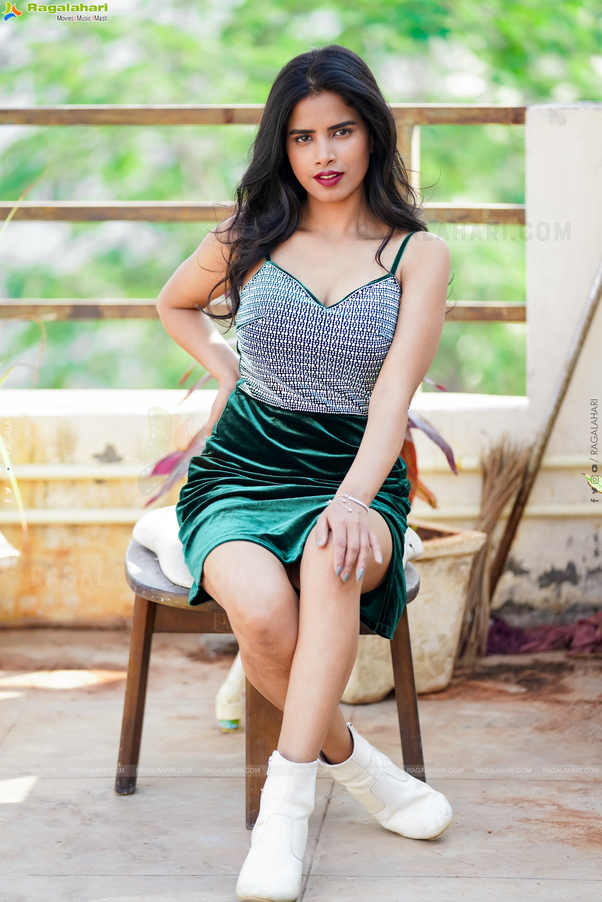 Shree Pooja Vishwakarma Green Mini Dress, Exclusive photo Shoot