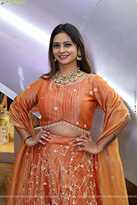 Teja Koneru in Orange Lehenga Choli, HD Gallery