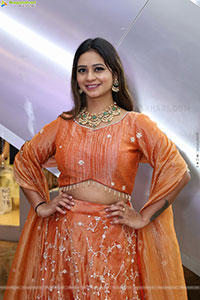 Teja Koneru in Orange Lehenga Choli, HD Gallery