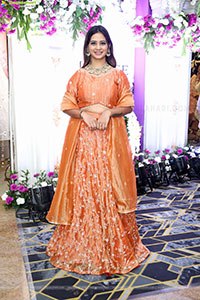 Teja Koneru in Orange Lehenga Choli, HD Gallery