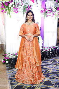 Teja Koneru in Orange Lehenga Choli, HD Gallery