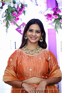 Teja Koneru in Orange Lehenga Choli, HD Gallery