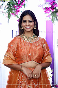 Teja Koneru in Orange Lehenga Choli, HD Gallery