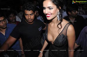 Hot Nathalia Kaur in Low V Neck Black Dress