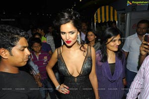 Hot Nathalia Kaur in Low V Neck Black Dress