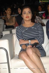 Nisha Agarwal in White Black Stripe V Neck Bandage Dress