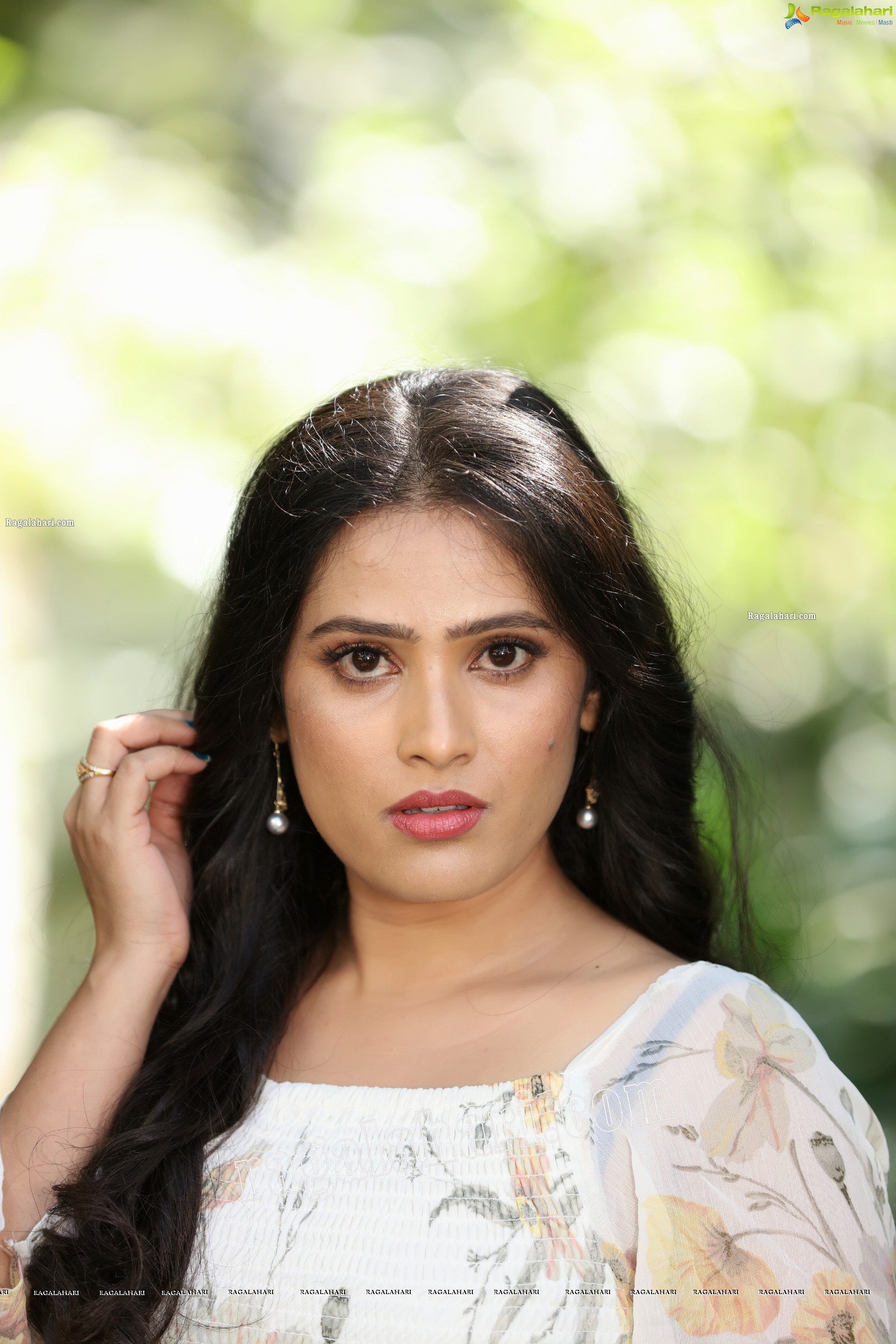 Anusha Parada in Pink Skirt and White Floral Top Exclusive Photo Shoot