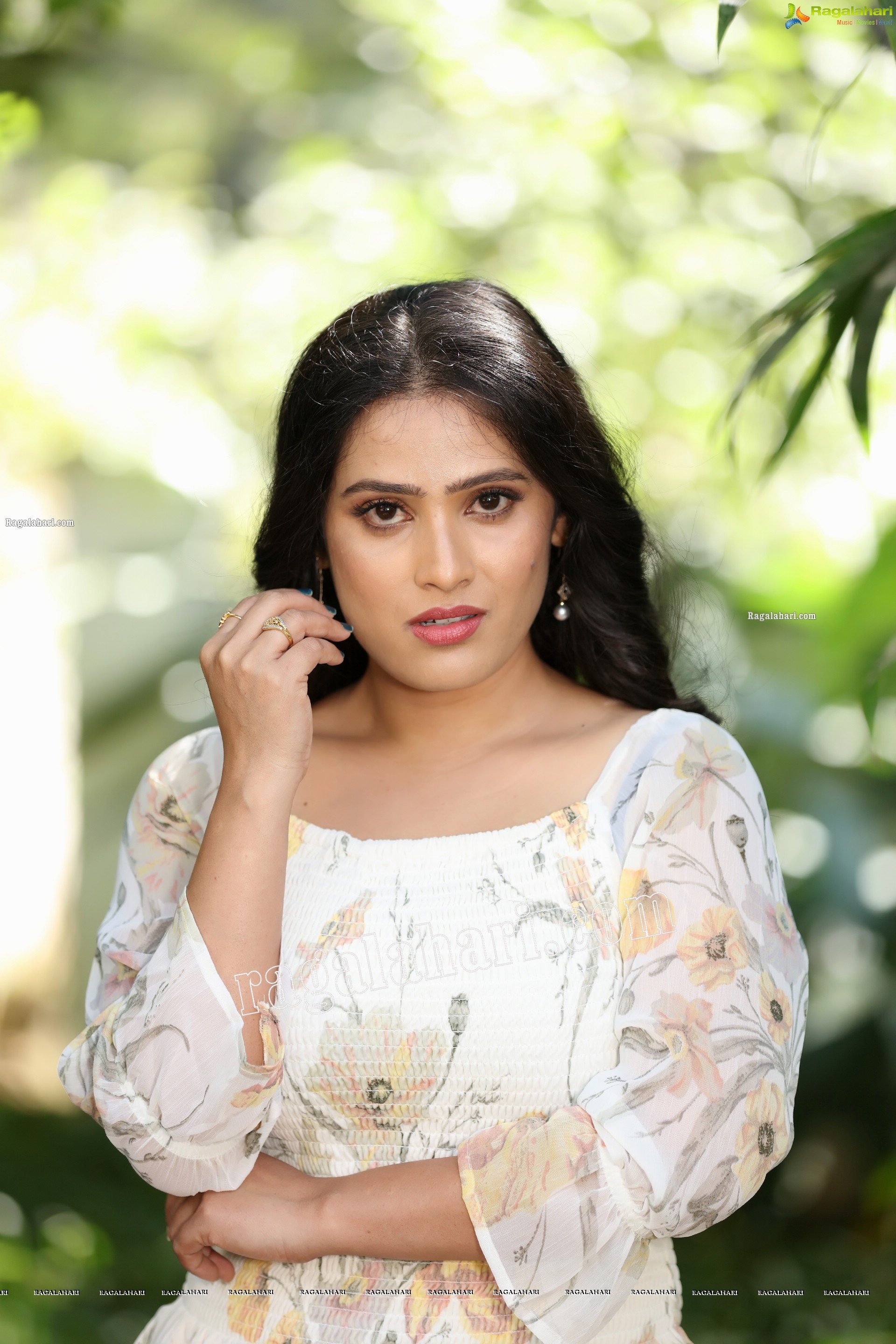 Anusha Parada in Pink Skirt and White Floral Top Exclusive Photo Shoot