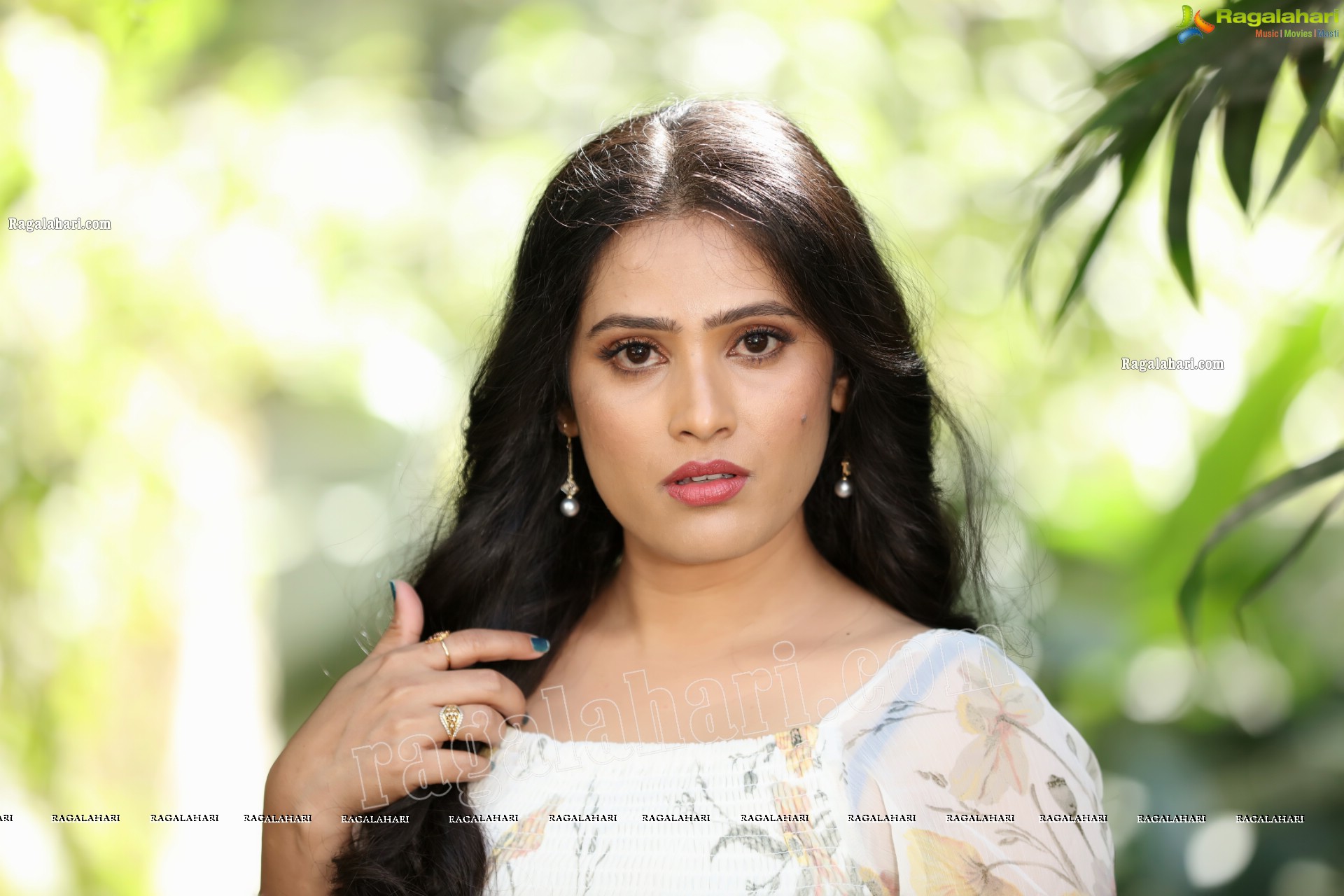 Anusha Parada in Pink Skirt and White Floral Top Exclusive Photo Shoot