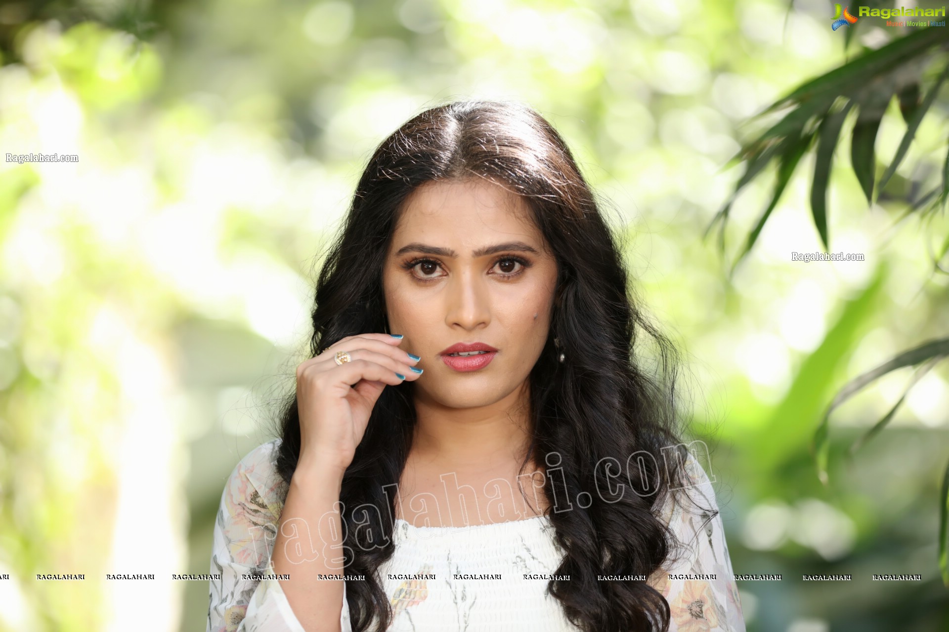 Anusha Parada in Pink Skirt and White Floral Top Exclusive Photo Shoot