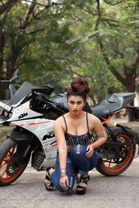 Gunnjan Aras Posing on Motorcycle