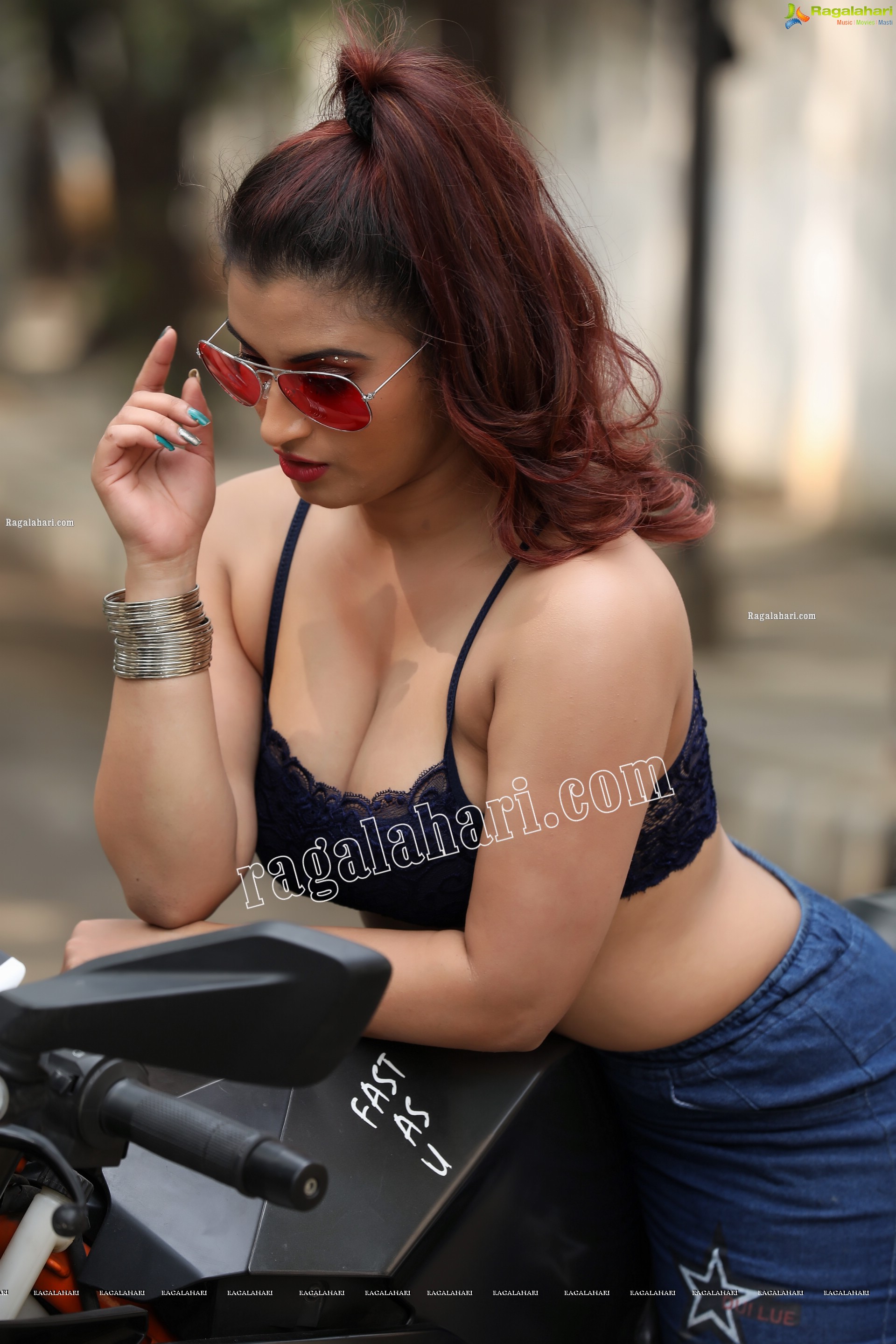 Gunnjan Aras Posing on Motorcycle Exclusive Photo Shoot