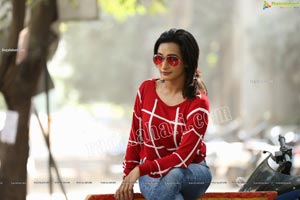 Nisheetha in Red Checks T-Shirt and Jeans