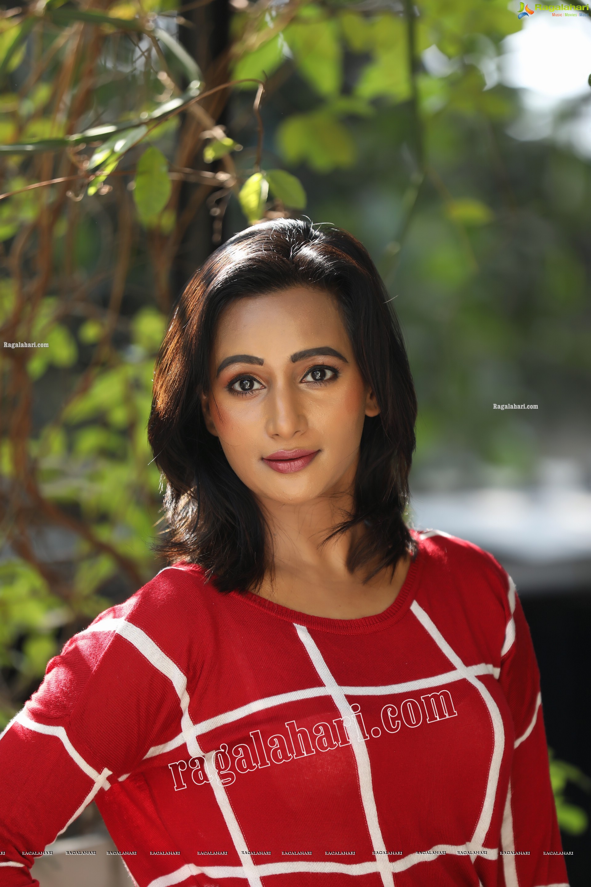 Nisheetha in Red Checks T-Shirt and Jeans Exclusive Photo Shoot