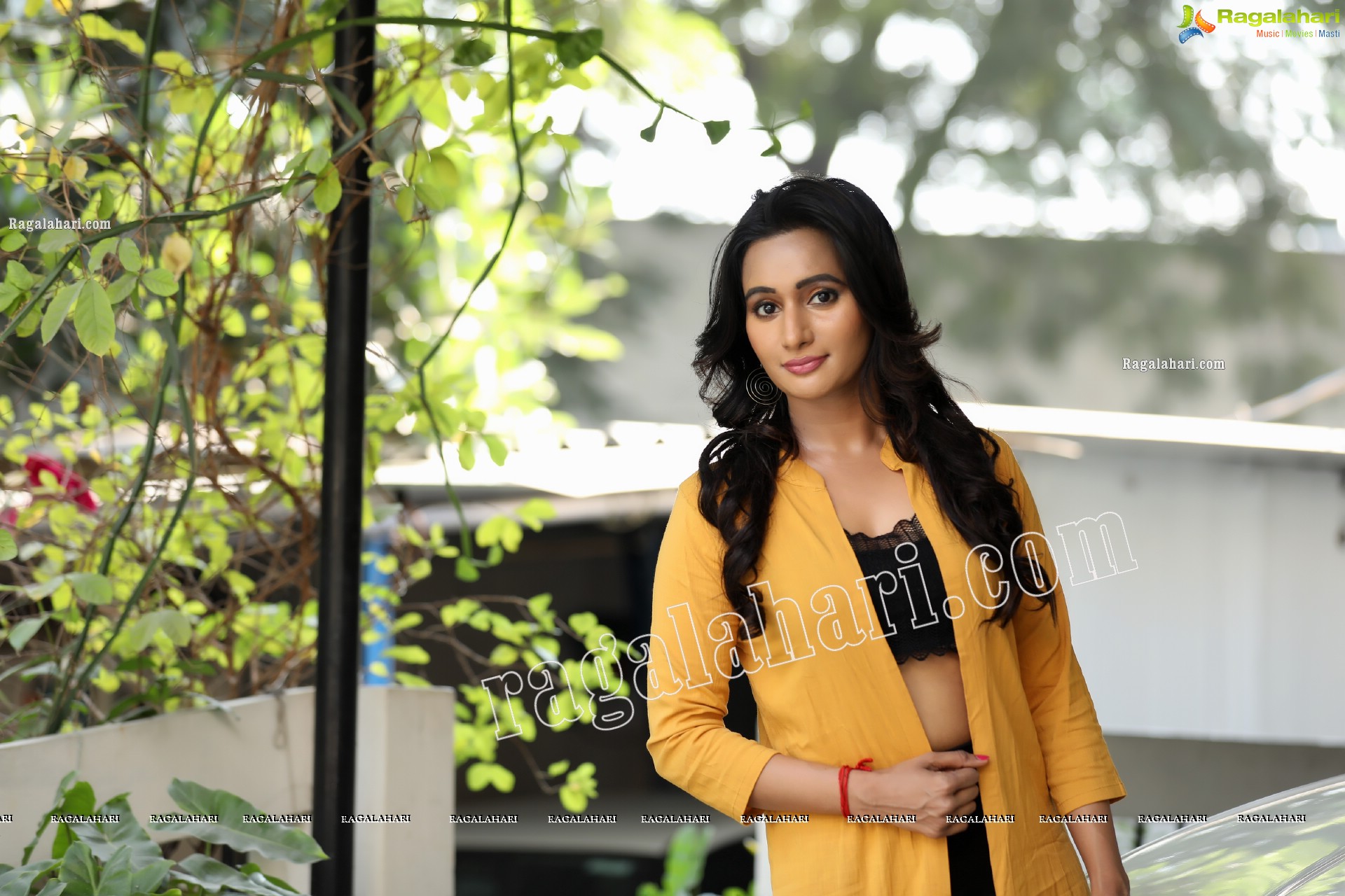 Nisheetha in Yellow Long Shrug and Black Pant Exclusive Photo Shoot