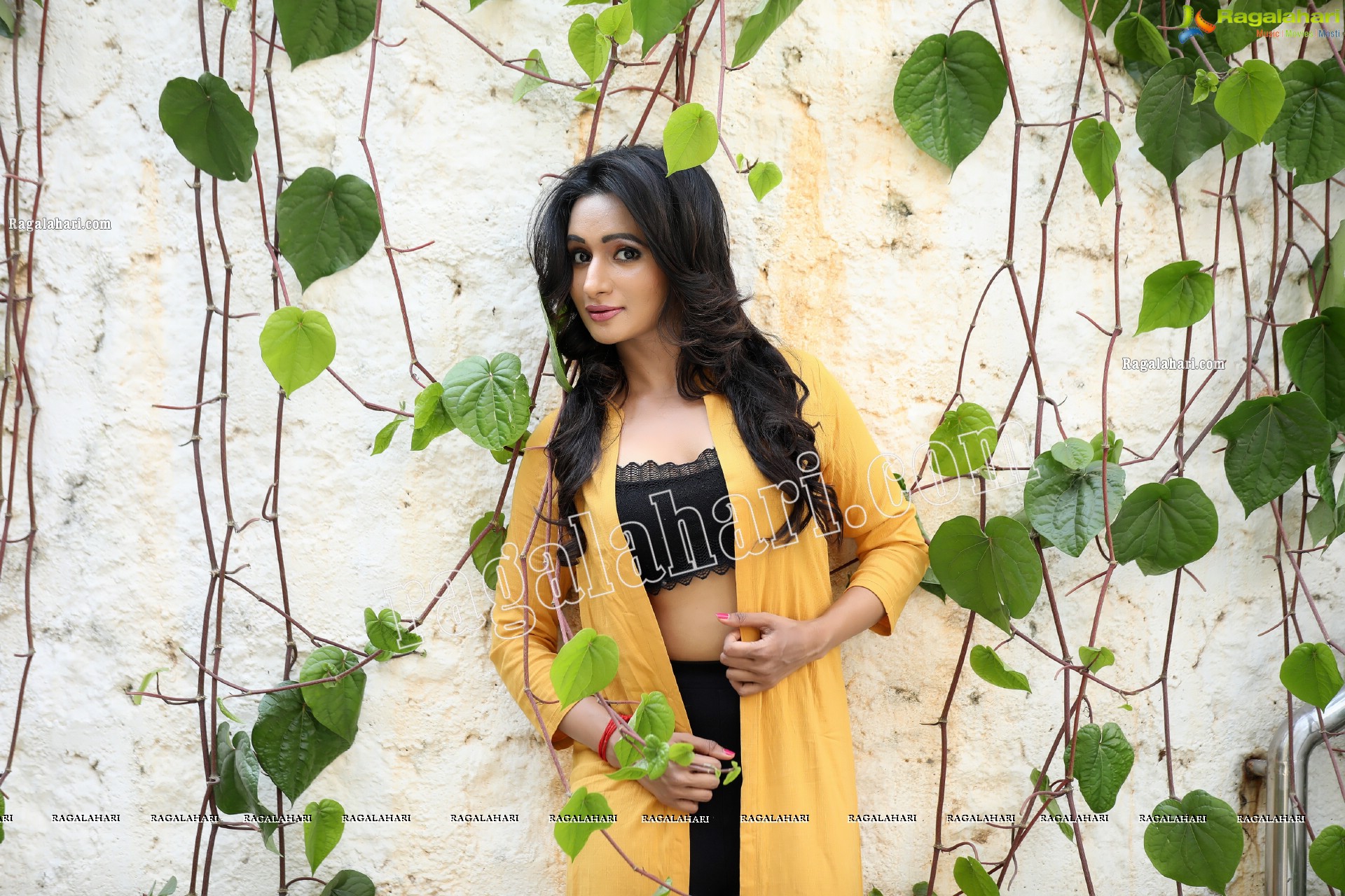 Nisheetha in Yellow Long Shrug and Black Pant Exclusive Photo Shoot