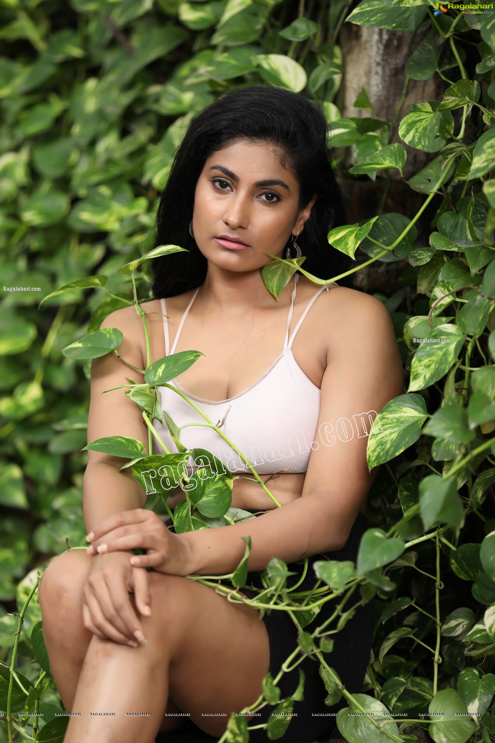 Saafi Kaur in High Waist Package Hip Mini Skirt and Spaghetti Strap Crop Top Exclusive Photo Shoot