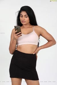 Saafi Kaur in High Waist Package Hip Mini Skirt