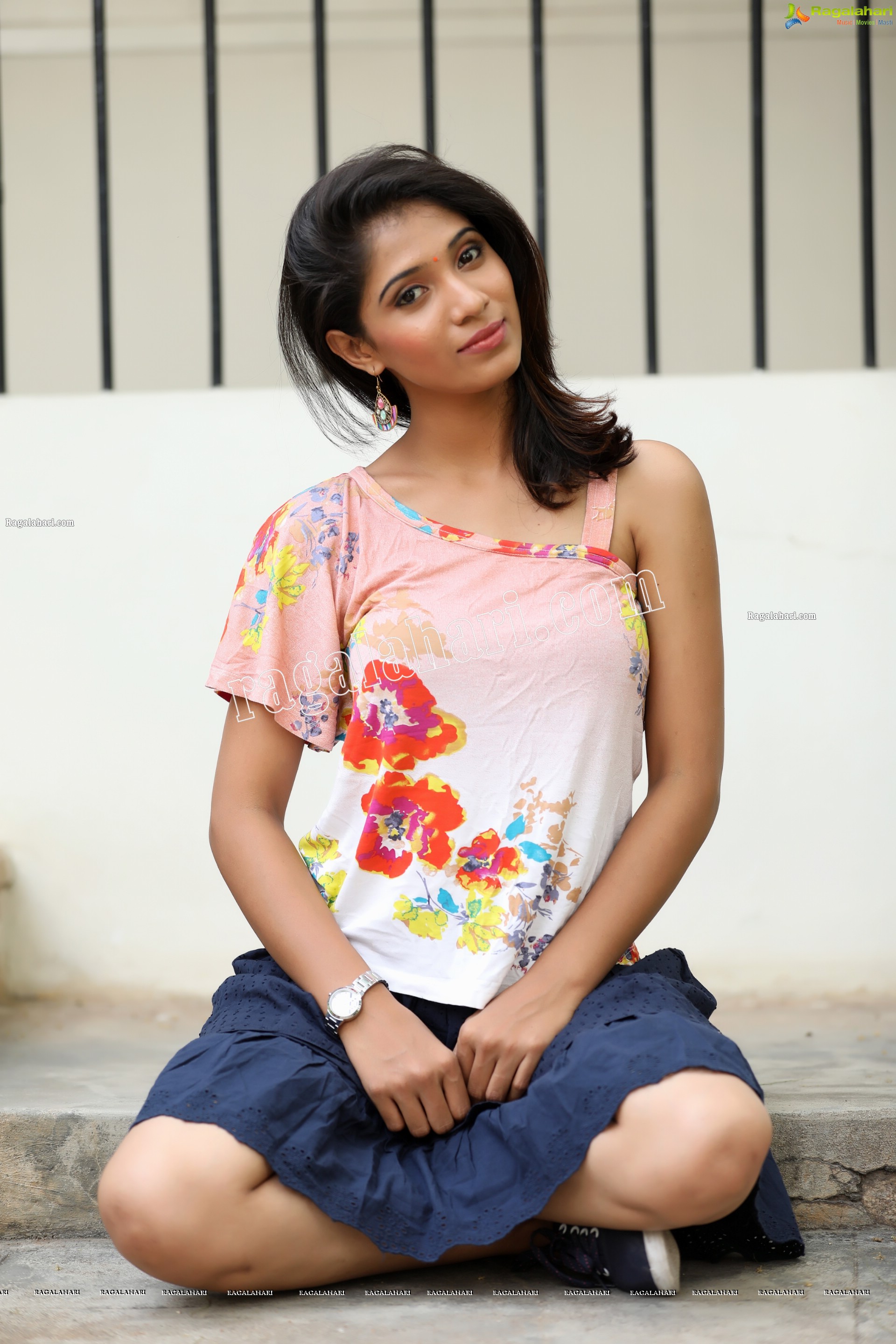 Swetha Mathi in One Shoulder Floral Top and Ruffled Skirt Exclusive Photo Shoot