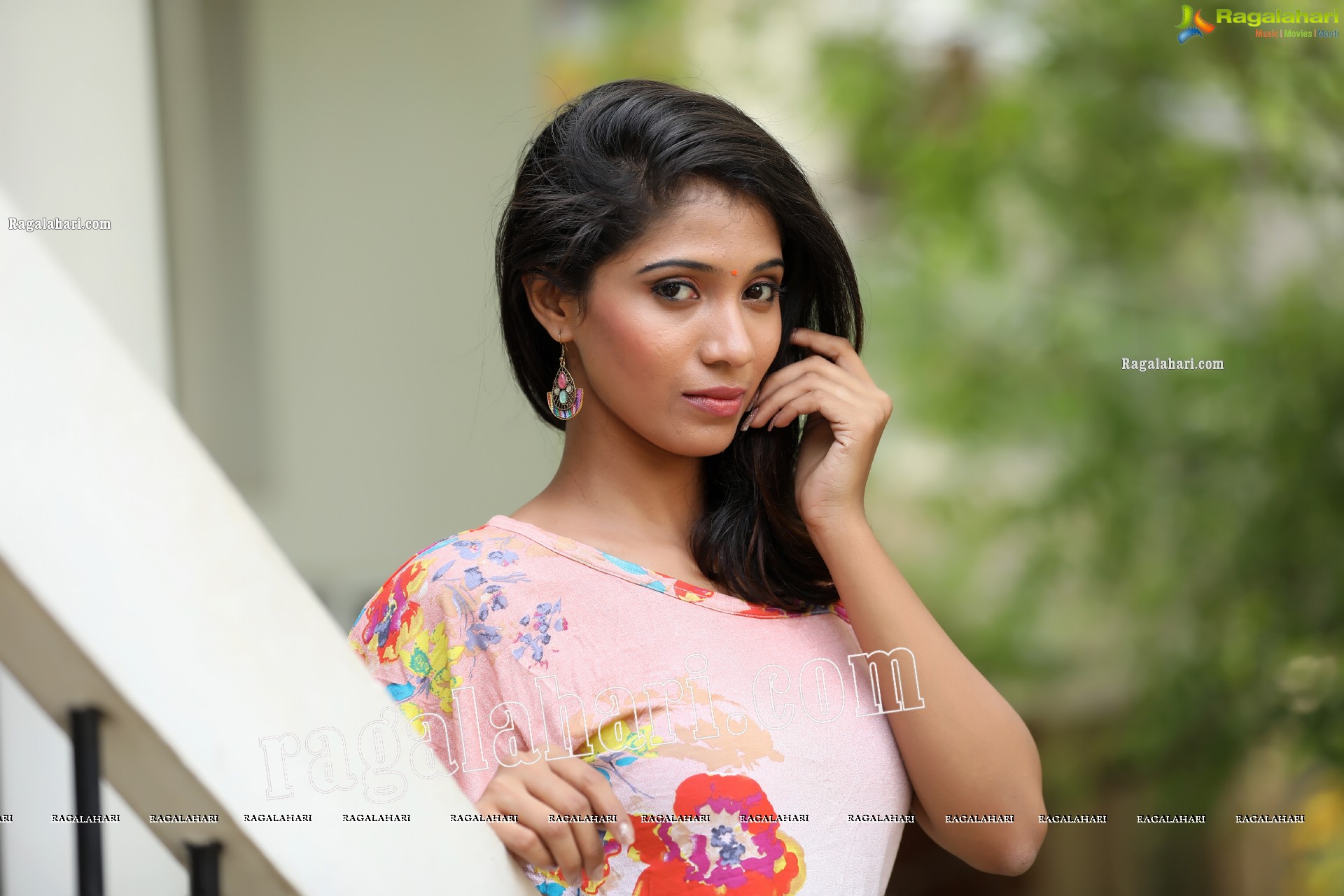 Swetha Mathi in One Shoulder Floral Top and Ruffled Skirt Exclusive Photo Shoot
