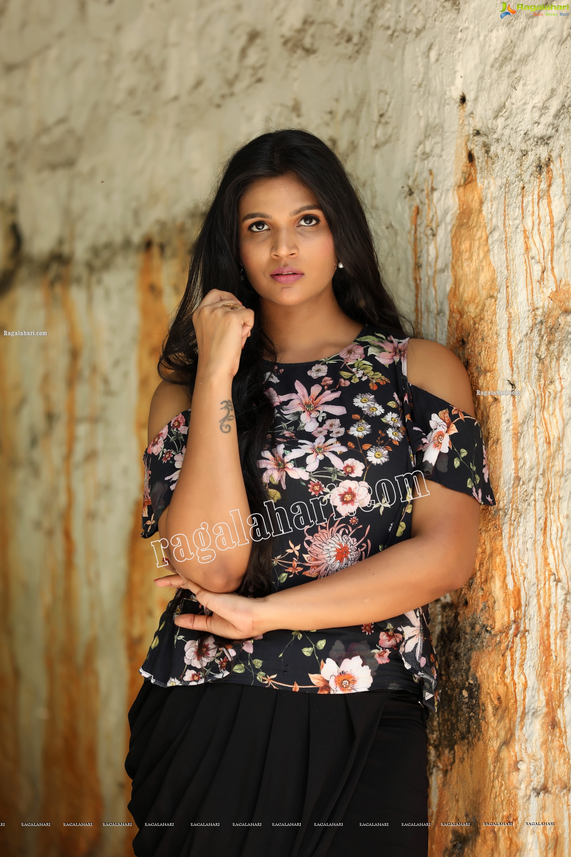 Twinkle Thomala in Black Floral Top and Mini Skirt Exclusive Photo Shoot