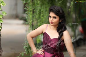 Viswa Sri Bandhavi in Burgundy Strapless Gown with Bolero