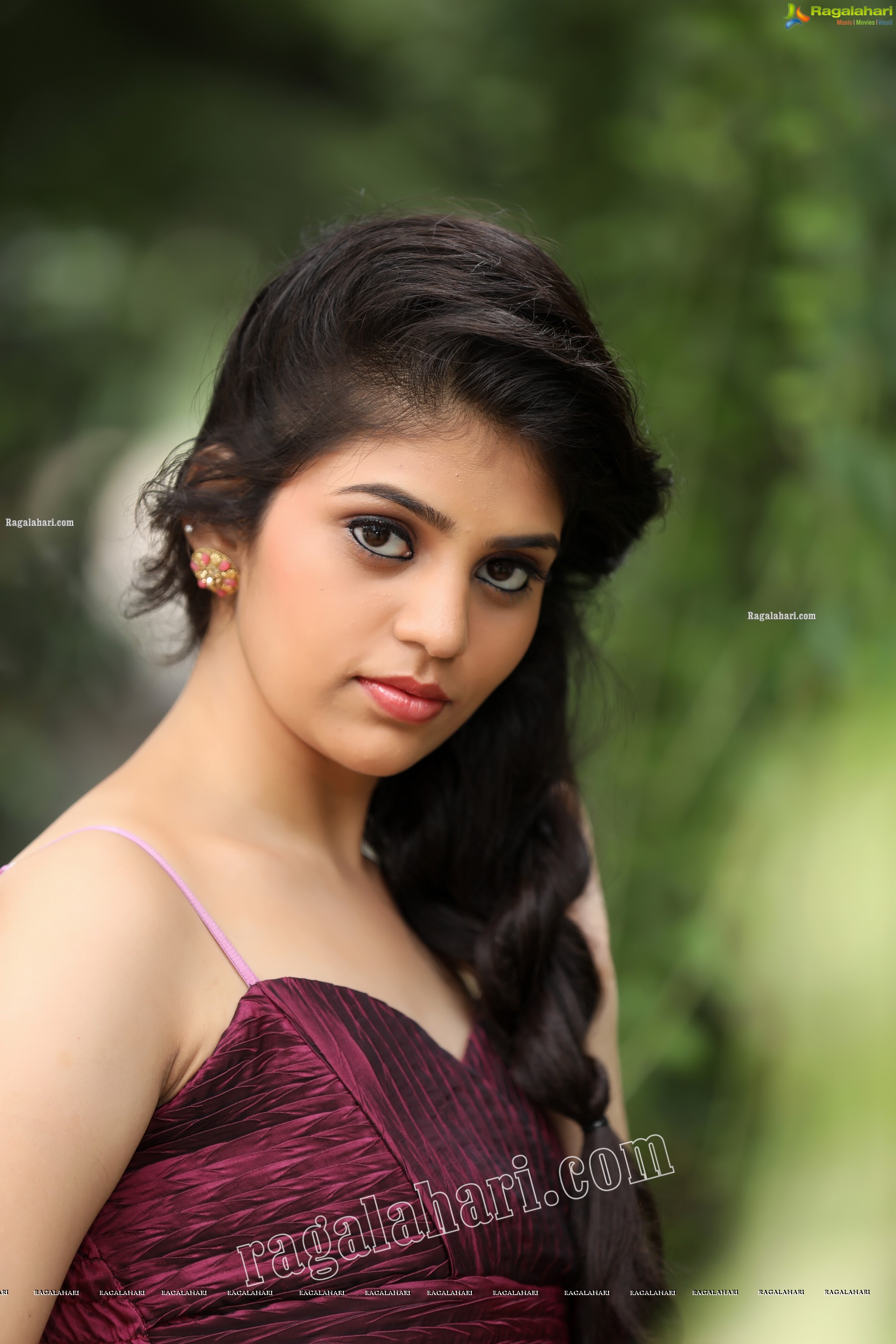 Viswa Sri Bandhavi in Burgundy Strapless Gown with Bolero Exclusive Photo Shoot