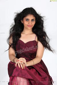 Viswa Sri Bandhavi in Burgundy Strapless Gown with Bolero