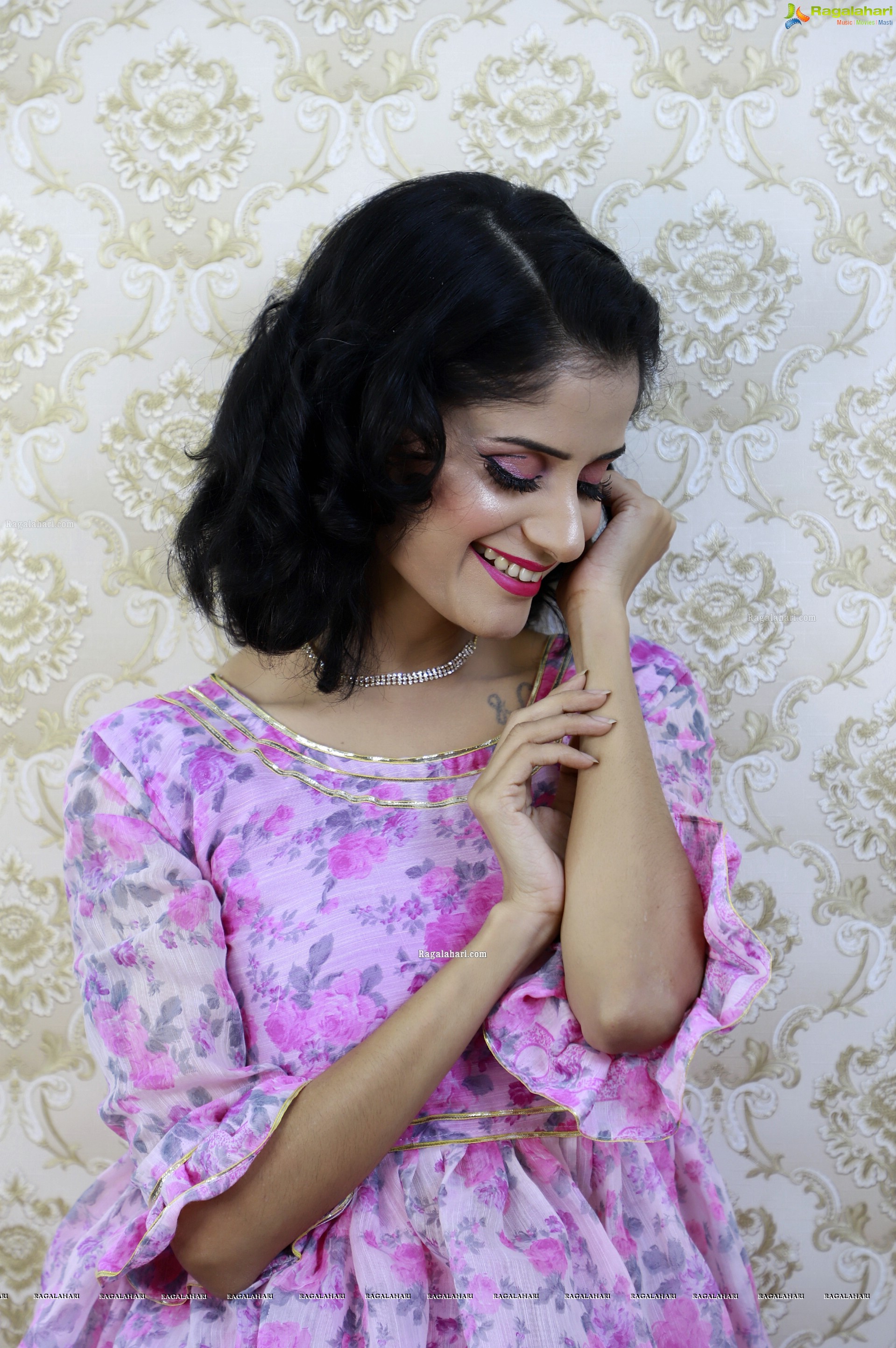 Anukriti Govind Sharma in Pink Floral Ruffle Dress, HD Gallery